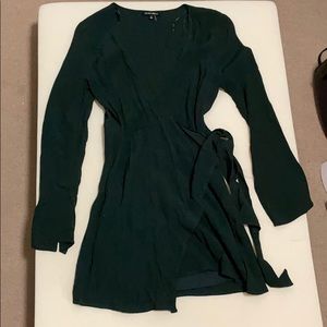Forest green wrap dress, medium short